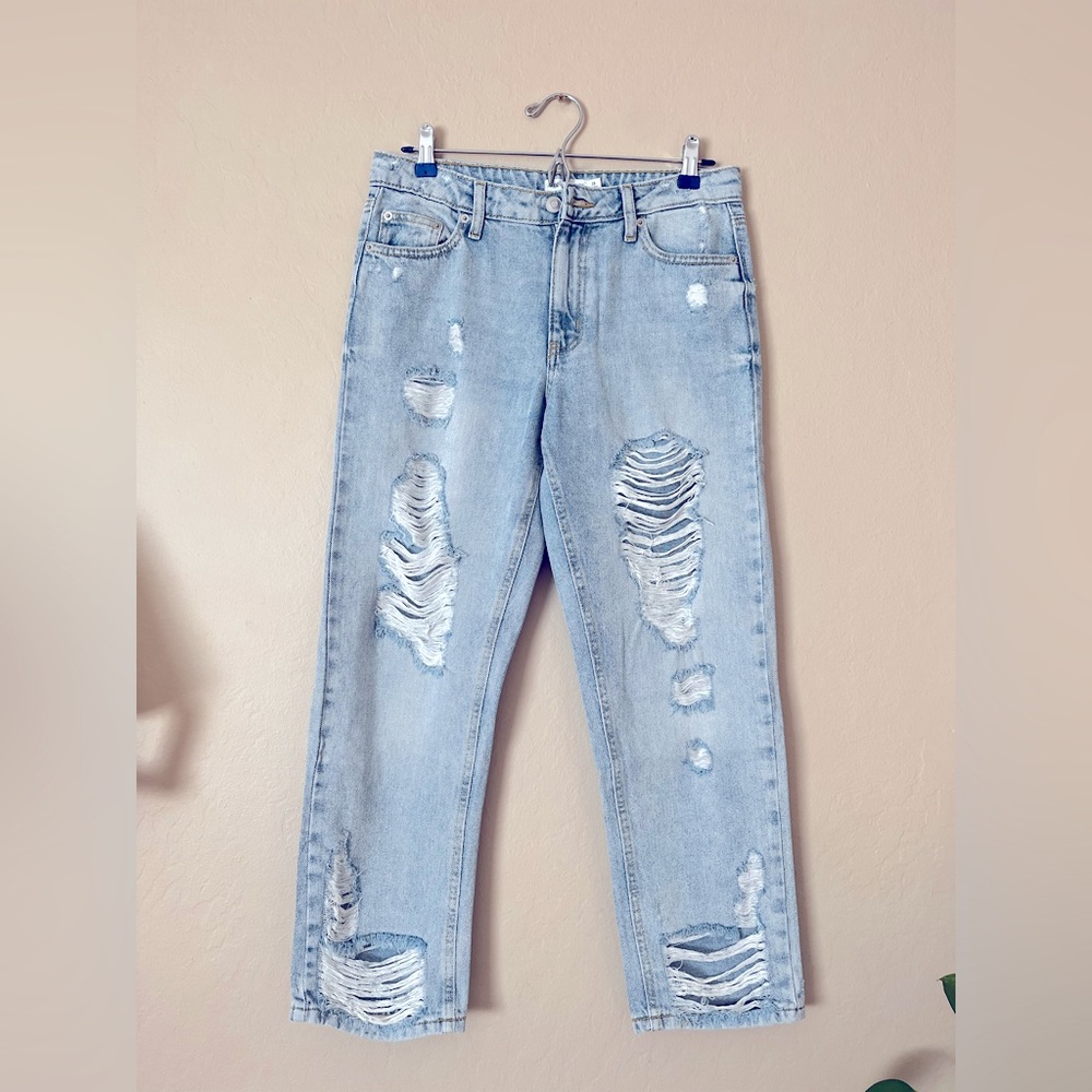 Light blue ripped straight leg jeans size 27/28